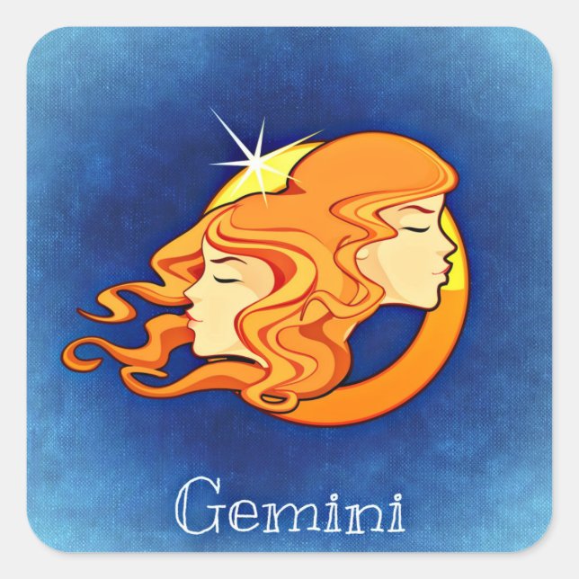 Pegatina Cuadrada Gemini, Gemelli (Anverso)
