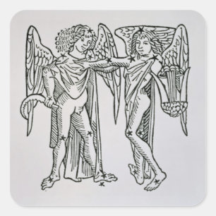 Pegatina Cuadrada Gemini (los gemelos) un ilustracion del Poeti