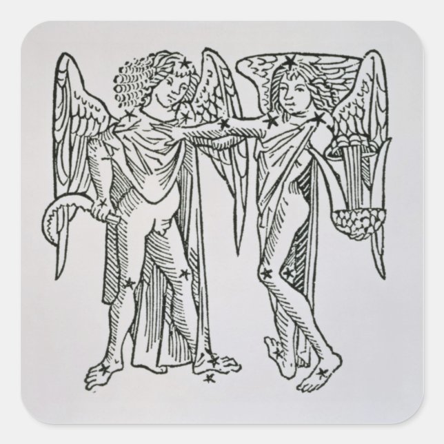 Pegatina Cuadrada Gemini (los gemelos) un ilustracion del Poeti (Anverso)