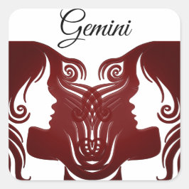 Pegatina Cuadrada Gemini Twins Zodiac Horoscope Pegatinas de Rótulo