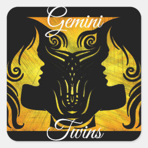 Pegatina Cuadrada Gemini Twins Zodiac Horoscope Pegatinas de Rótulo