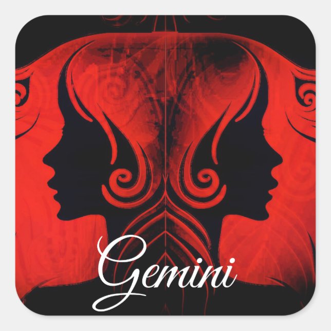 Pegatina Cuadrada Gemini Twins Zodiac Horoscope Pegatinas de Rótulo (Anverso)