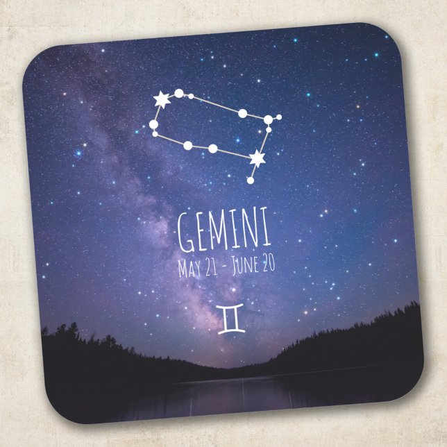 Pegatina Cuadrada Géminis | Constelación zodiaca personalizada (Subido por el creador)
