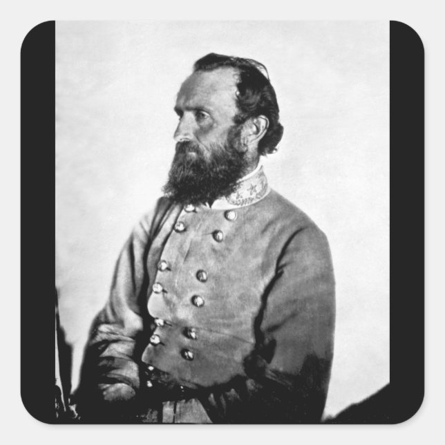 Pegatina Cuadrada Gen. Imagen de "Stonewall" Jackson,_War (Anverso)