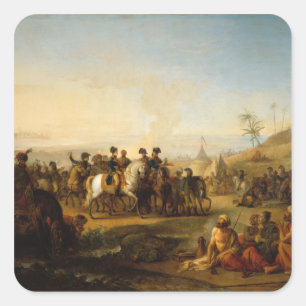 Pegatina Cuadrada General Bonaparte que visita las fuentes de