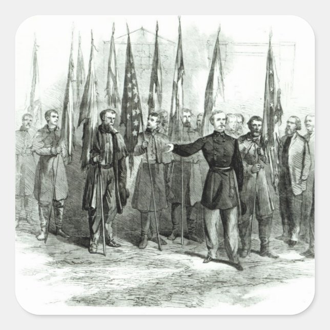 Pegatina Cuadrada General Custer (Anverso)