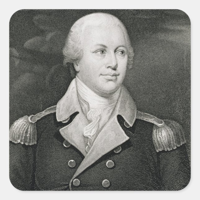 Pegatina Cuadrada General de División Nathaniel Greene (1742-86), gr (Anverso)