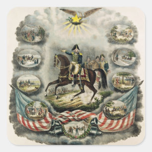 Pegatina Cuadrada General de División William Henry Harrison, c.1813