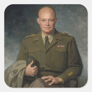 Pegatina Cuadrada General Dwight Eisenhower Retrato pintado de 5 est