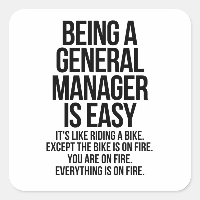 Pegatina Cuadrada General manager (Anverso)