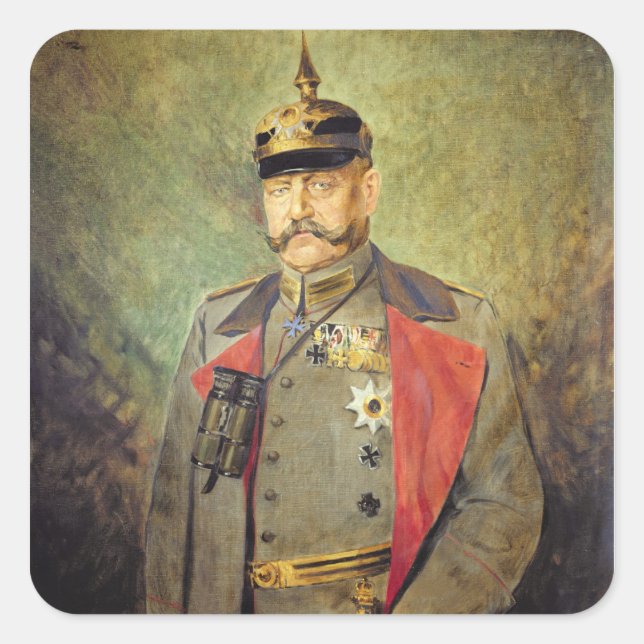 Pegatina Cuadrada General Paul von Hindenburg, c.1916 (Anverso)