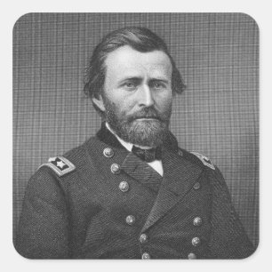Pegatina Cuadrada General Ulysses Simpson Grant, grabado después de