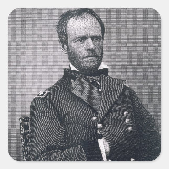 Pegatina Cuadrada General William Tecumseh Sherman, grabado después  (Anverso)