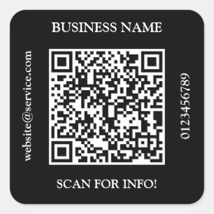 Pegatina Cuadrada Generar código QR Nombre comercial Sitio web Promo