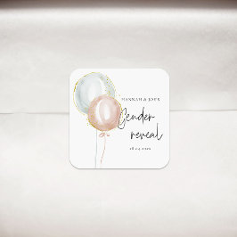 Pegatina Cuadrada Género de globo rosa y azul revelan Fiesta de favo