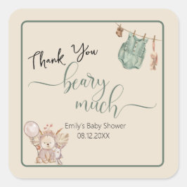 Pegatina Cuadrada Género neutral Podemos esperar a Baby Shower