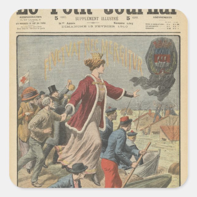 Pegatina Cuadrada Generosidad de la ciudad de París y Francia (Anverso)