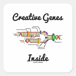 Pegatina Cuadrada Genes creativos internos (replicación del ADN)