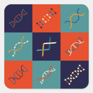 Pegatina Cuadrada genética del ADN retro conjunto de patrones de bio