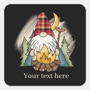 Pegatina Cuadrada genial camping gnome agregar texto