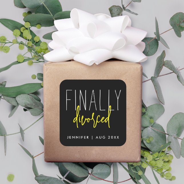 Pegatina Cuadrada Genial Simple Negro Divorciado Finalmente Humor Ru (Subido por el creador)