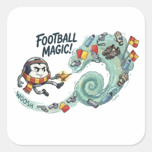 Pegatina Cuadrada Genio Mágico Fútbol Balón Regalo Divertido