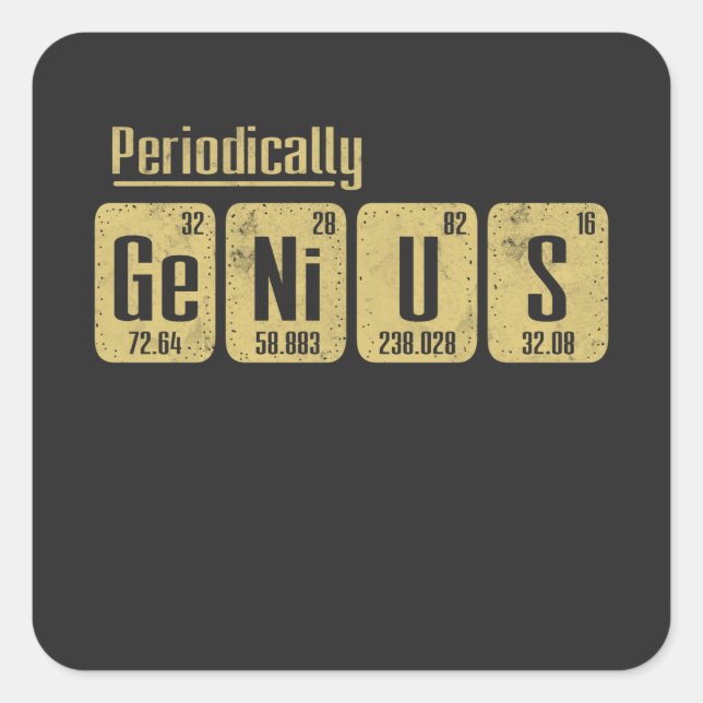 Pegatina Cuadrada Genio periódico (Anverso)
