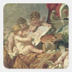 Pegatina Cuadrada Genius Teaching the Arts, 1761