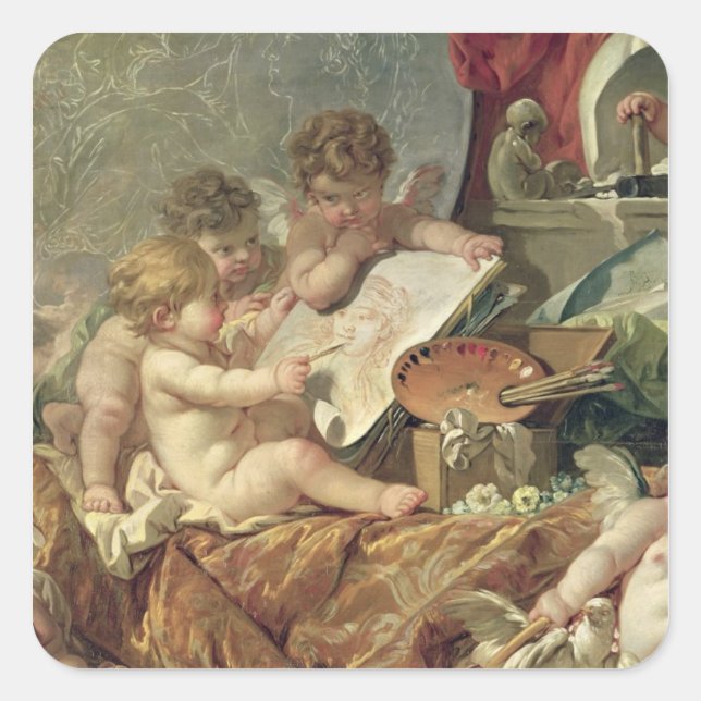 Pegatina Cuadrada Genius Teaching the Arts, 1761 (Anverso)