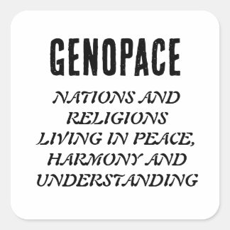 Pegatina Cuadrada GENOPACE Naciones y religiones viviendo en paz.