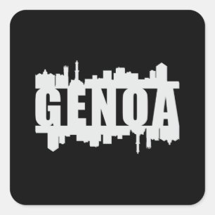 Pegatina Cuadrada Génova Italia City Skyline Cityscape Gracioso rega
