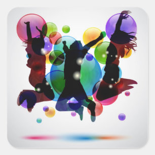 Pegatina Cuadrada Gente feliz