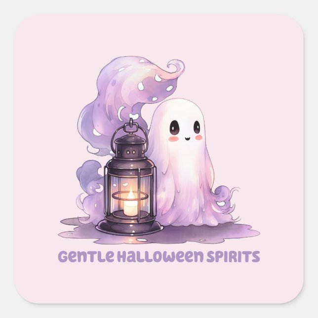 Pegatina Cuadrada Gentiles Espíritus de Halloween (Anverso)