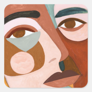 Pegatina Cuadrada Geo Face Upclose