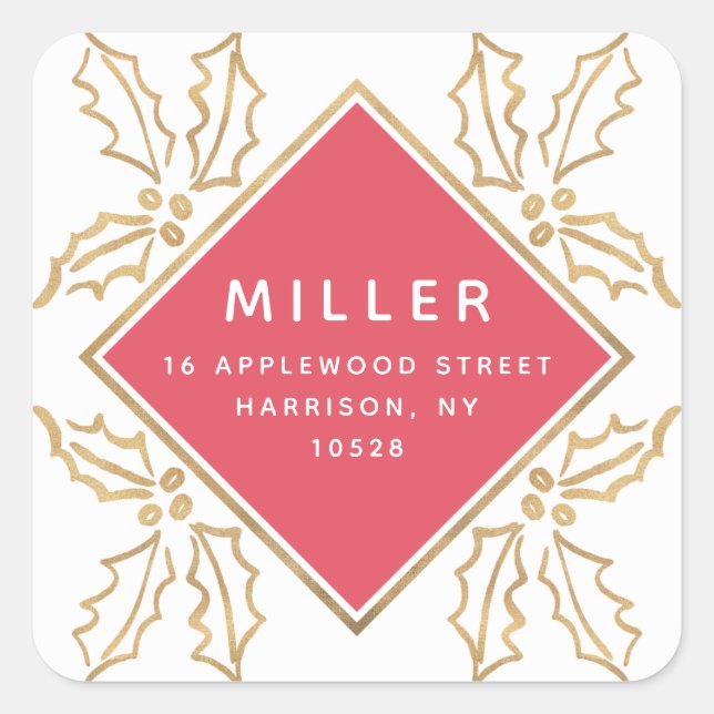 Pegatina Cuadrada Geo Hand Drake Gold Hollies Dirección de devolució (Anverso)