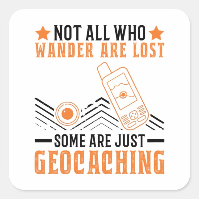 Pegatina Cuadrada Geocacher Geocache Geocaching Gps Tracker (Anverso)