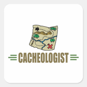 Pegatina Cuadrada Geocaching humorístico