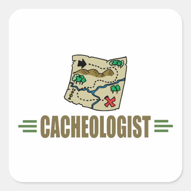 Pegatina Cuadrada Geocaching humorístico (Anverso)