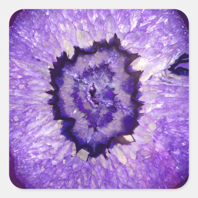 Pegatina Cuadrada Geode de Ageo Púrpura Caída (Anverso)
