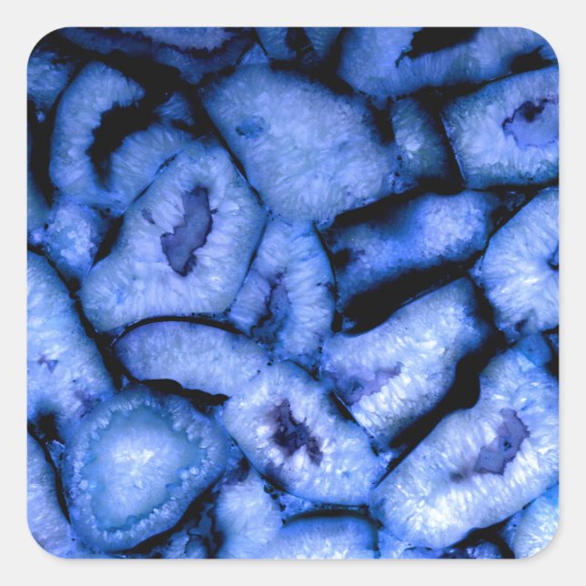 Pegatina Cuadrada Geodesia de agato de cuarzo azul (Anverso)