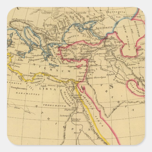 Pegatina Cuadrada Geografía de Herodoto (Anverso)