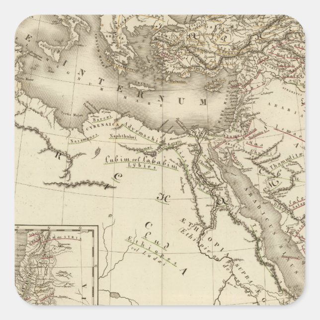 Pegatina Cuadrada Geografía de los hebreos (Anverso)