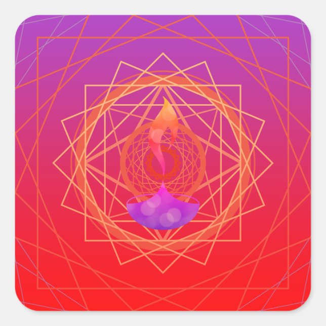Pegatina Cuadrada geografía diwali greetings diya (Anverso)