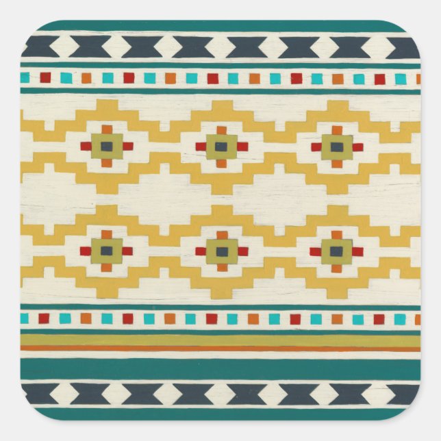 Pegatina Cuadrada Geometría del Suroeste III (Anverso)