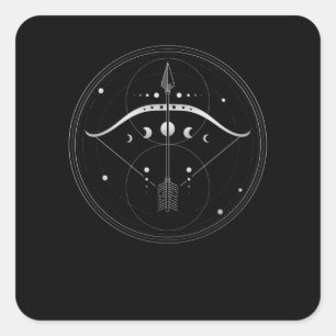 Pegatina Cuadrada Geometría sagrada de arco y flecha