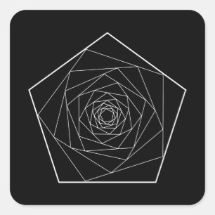 Pegatina Cuadrada Geometría sagrada del Pentágono en espiral