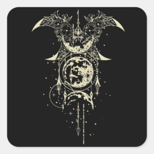 Pegatina Cuadrada Geometría sagrada Luna mística