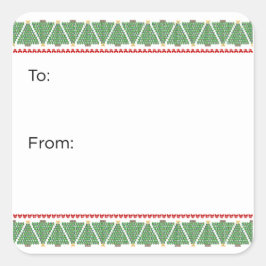 Pegatina Cuadrada Geometric Bow Christmas Tree Sticker