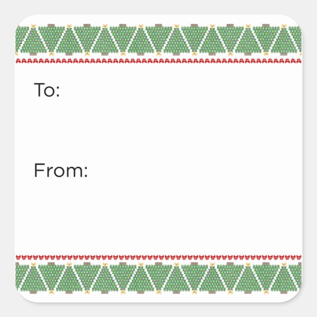 Pegatina Cuadrada Geometric Bow Christmas Tree Sticker (Anverso)