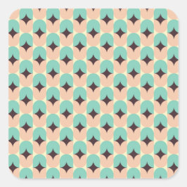 Pegatina Cuadrada Geometric pattern of teal, beige, and black shapes